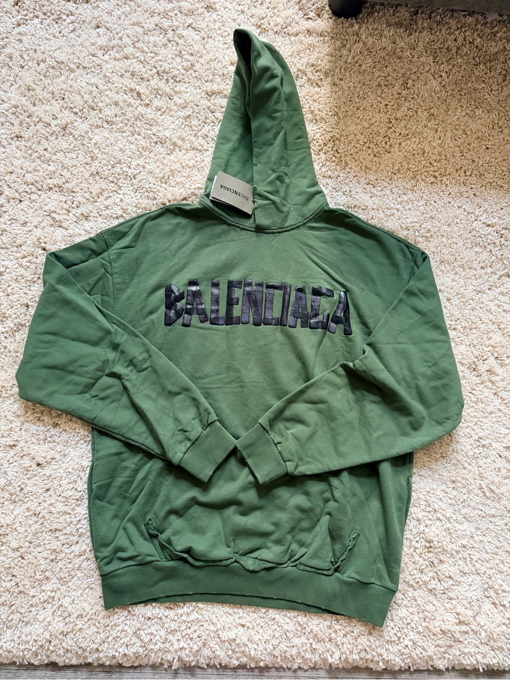 Balenciaga Green Hoodie with Black Logo